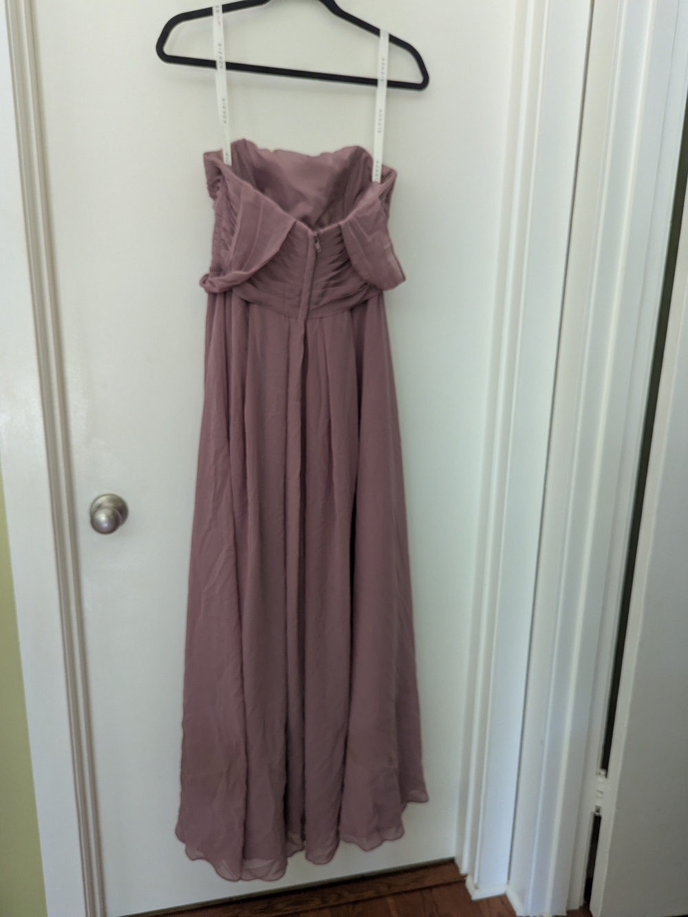 Azazie Dusty Mauve Strapless Chiffon Gown